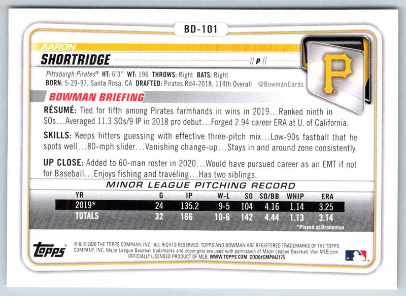 2020 Bowman Aaron Shortridge