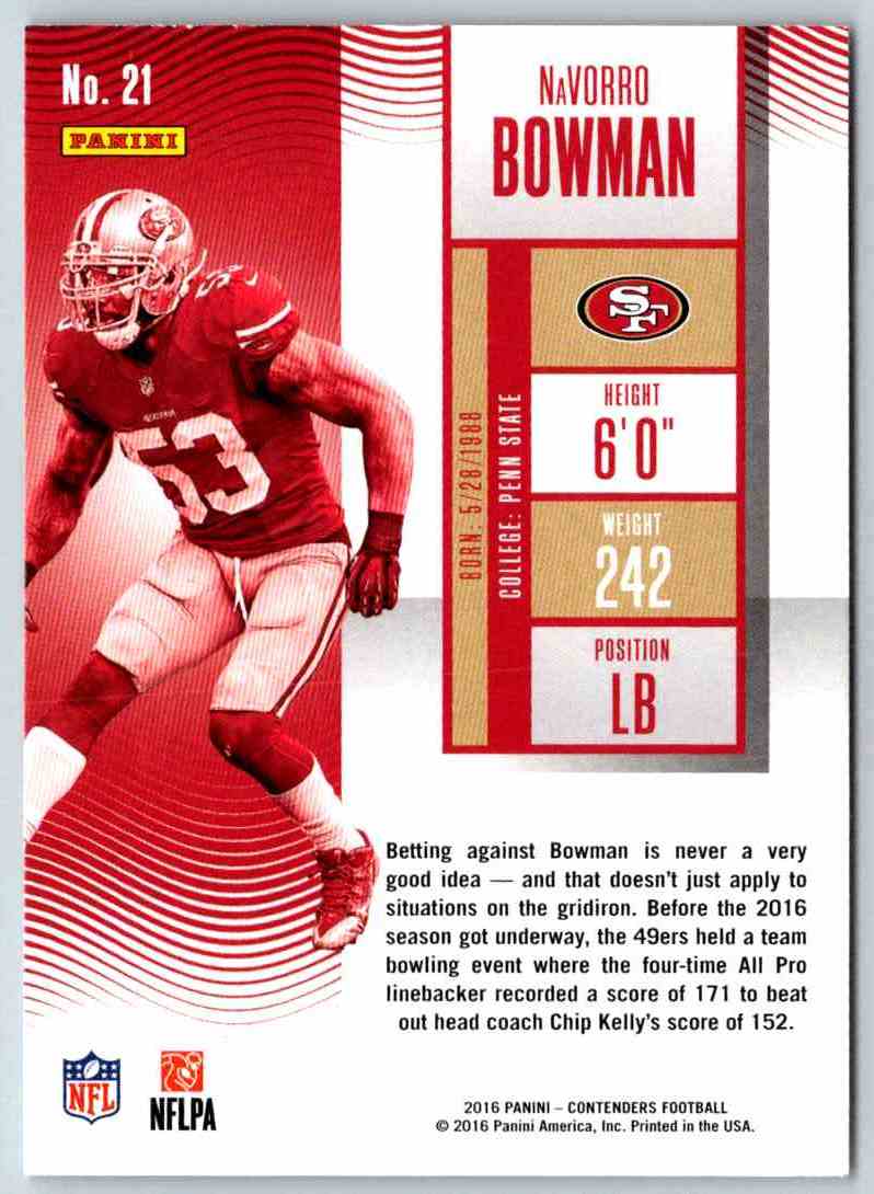 2016 Contenders Navorro Bowman