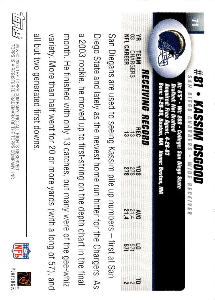 2004 Topps Kassim Osgood