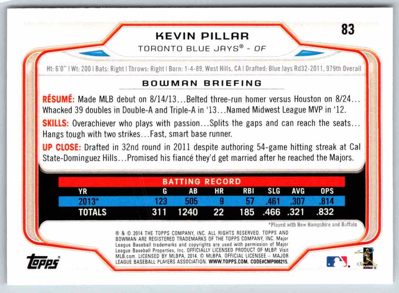 2014 Bowman Kevin Pillar