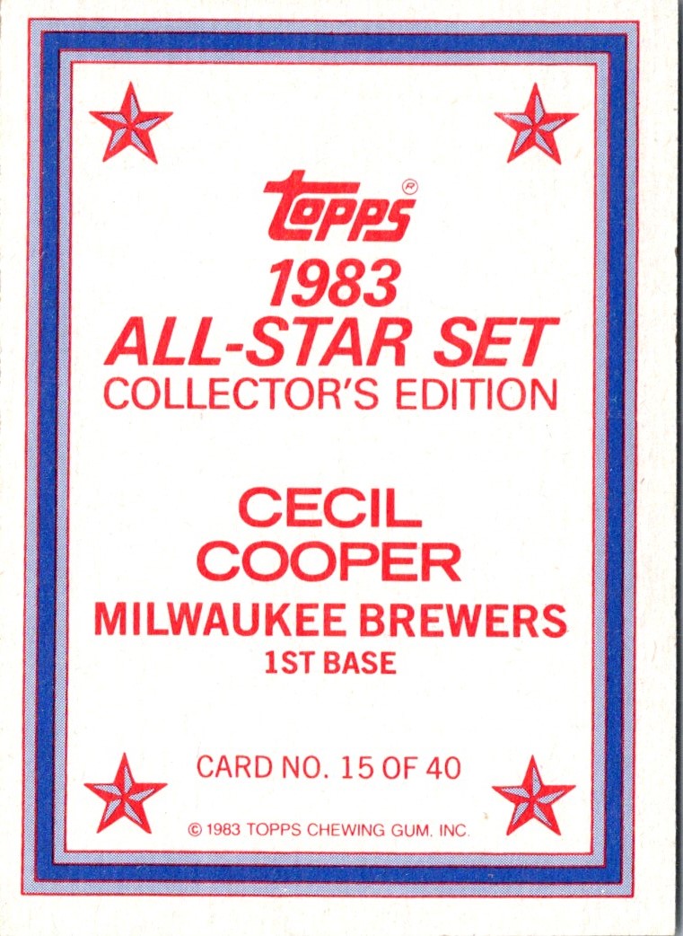 1983 Topps Glossy Send-Ins Cecil Cooper