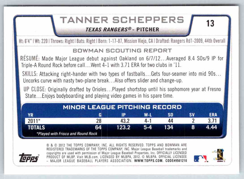 2012 Bowman Tanner Scheppers