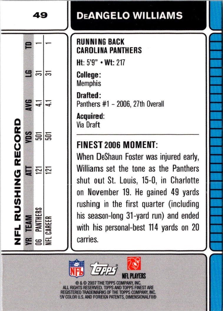 2007 Finest DeAngelo Williams