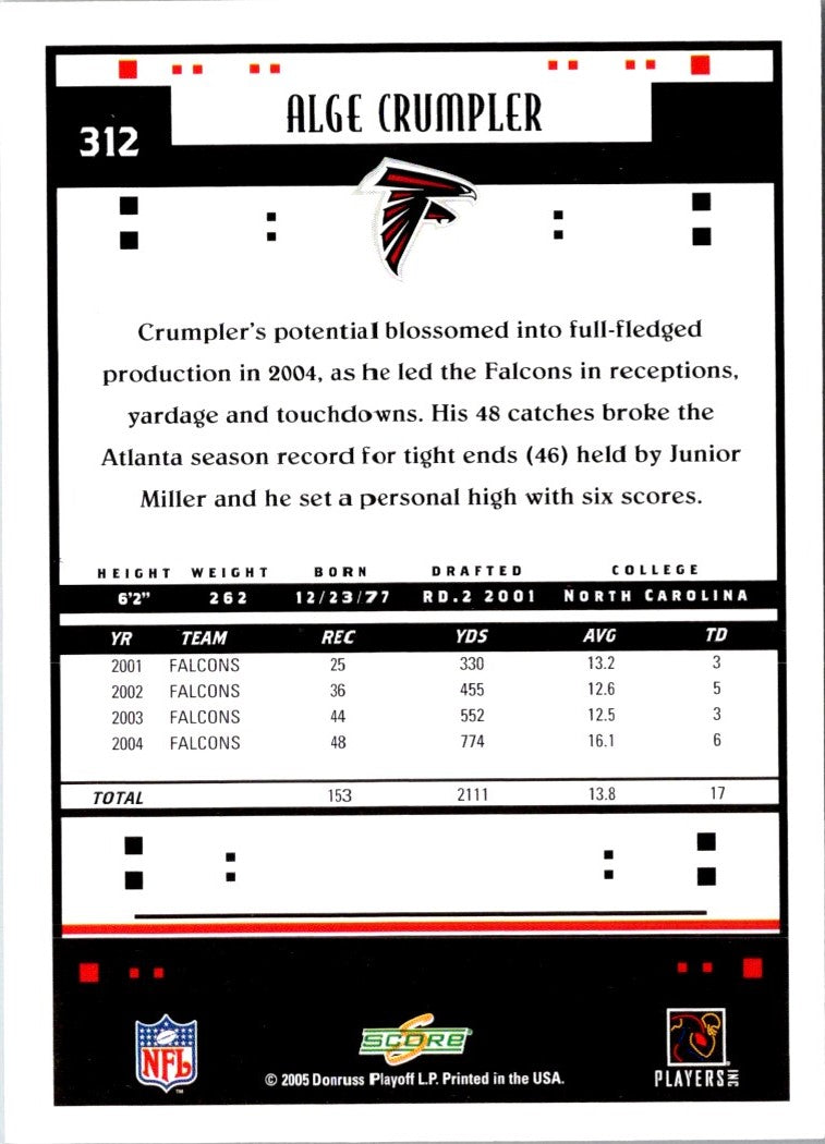 2005 Score Alge Crumpler