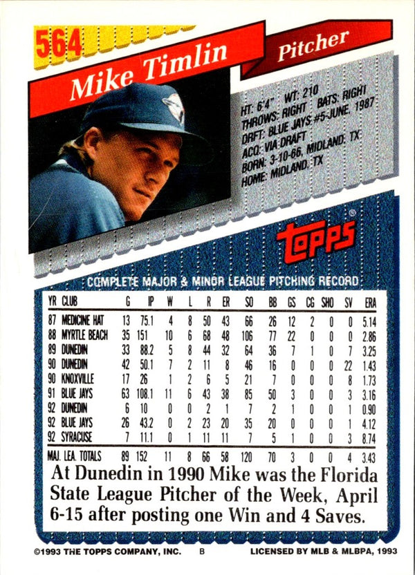 1993 Topps Gold Mike Timlin #564