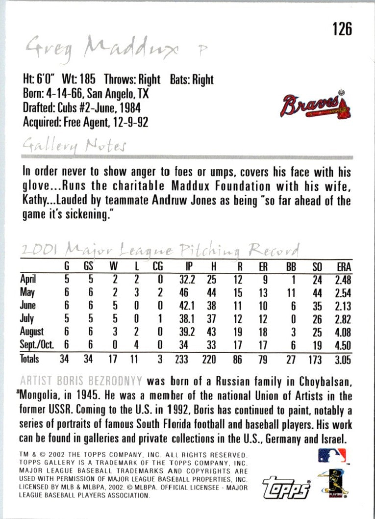 2002 Topps Gallery Greg Maddux