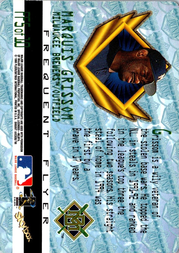 1998 SkyBox Dugout Axcess Frequent Flyers Marquis Grissom