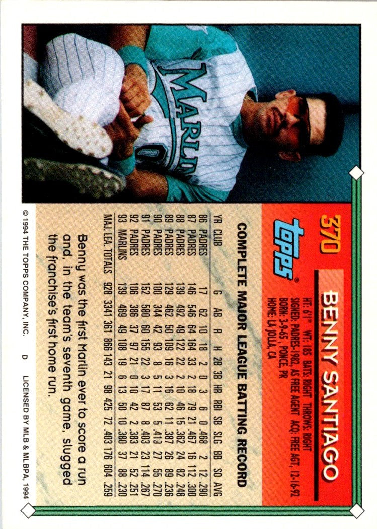 1994 Topps Gold Benny Santiago