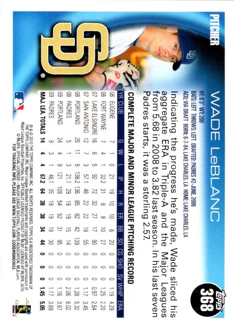 2010 Topps Wade LeBlanc