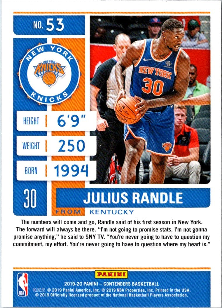 2019 Panini Contenders Julius Randle