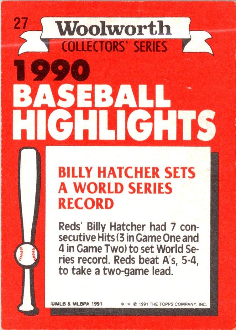 1991 Topps Woolworth Baseball Highlights Billy Hatcher