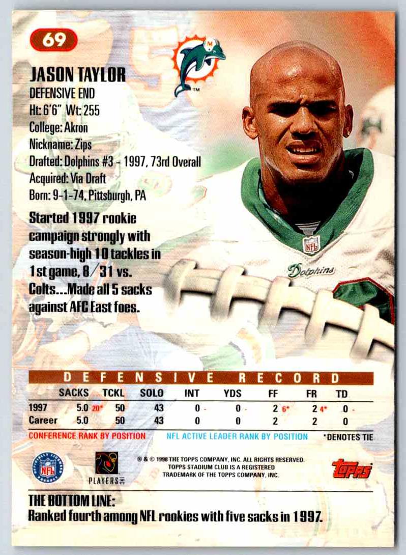 1998 Topps Stadium Club Football Jason Taylor