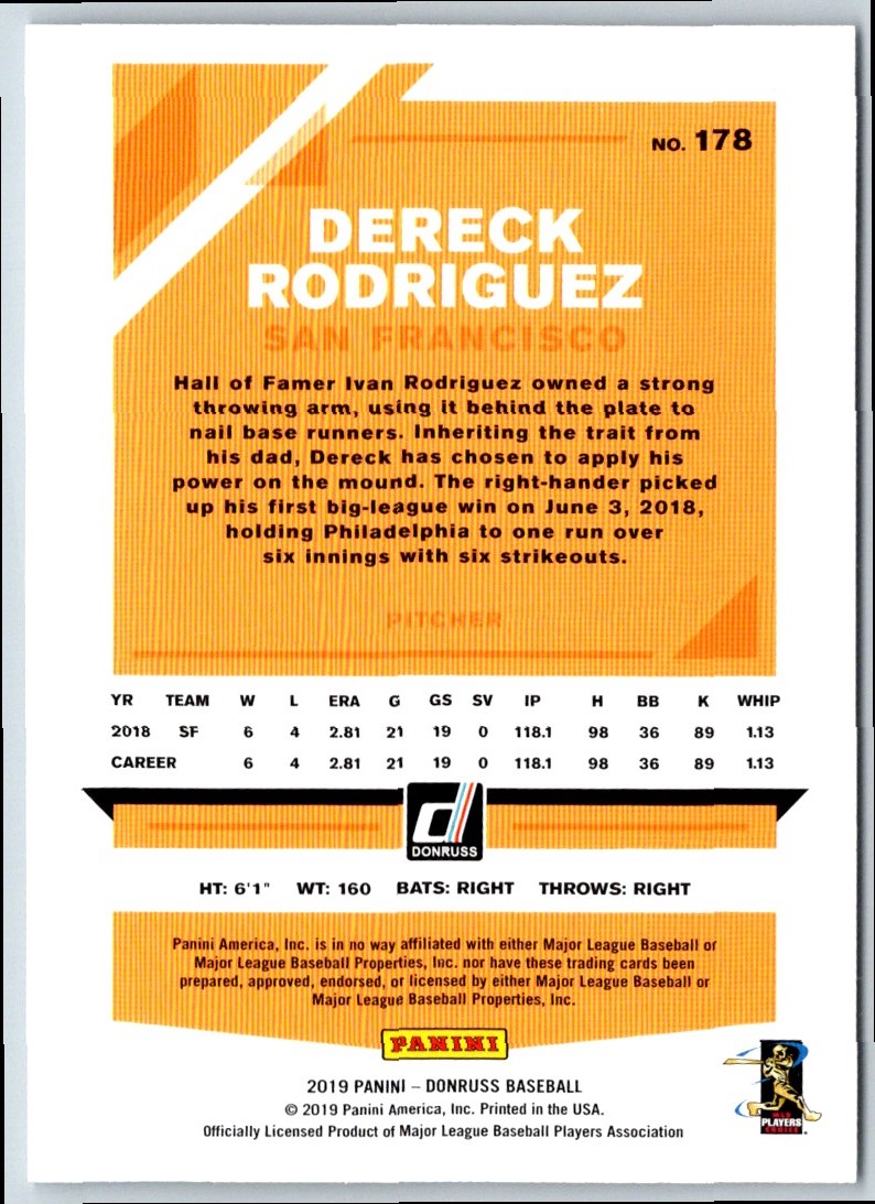 2019 Donruss Dereck Rodriguez