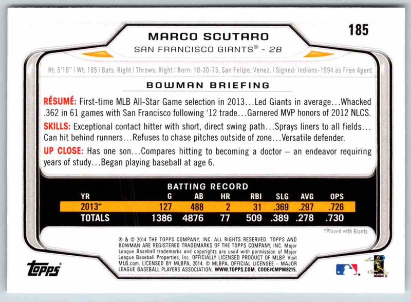 2014 Bowman Marco Scutaro