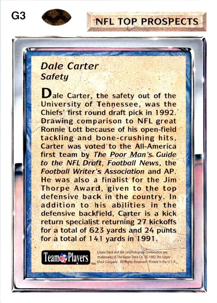 1992 Upper Deck Gold Dale Carter