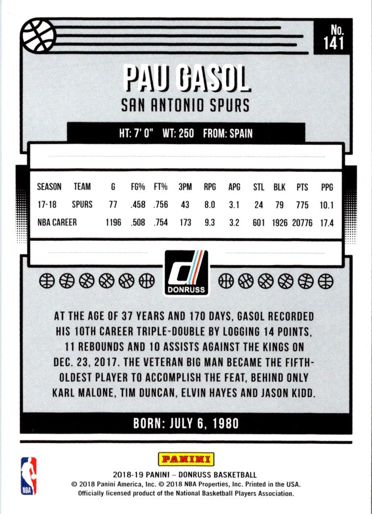2018 Donruss Pau Gasol