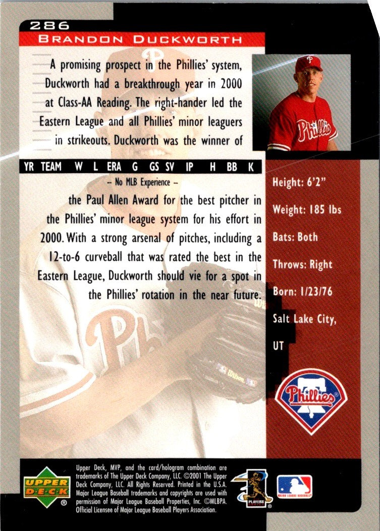 2001 Upper Deck MVP Brandon Duckworth