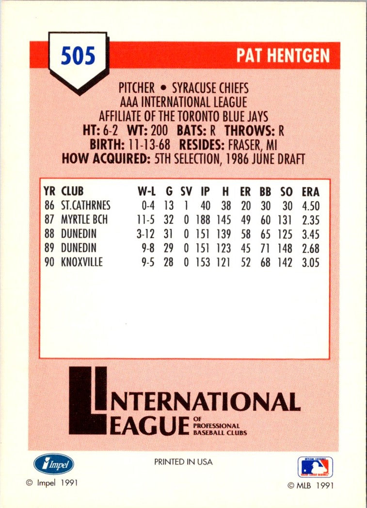 1991 Line Drive AAA Pat Hentgen