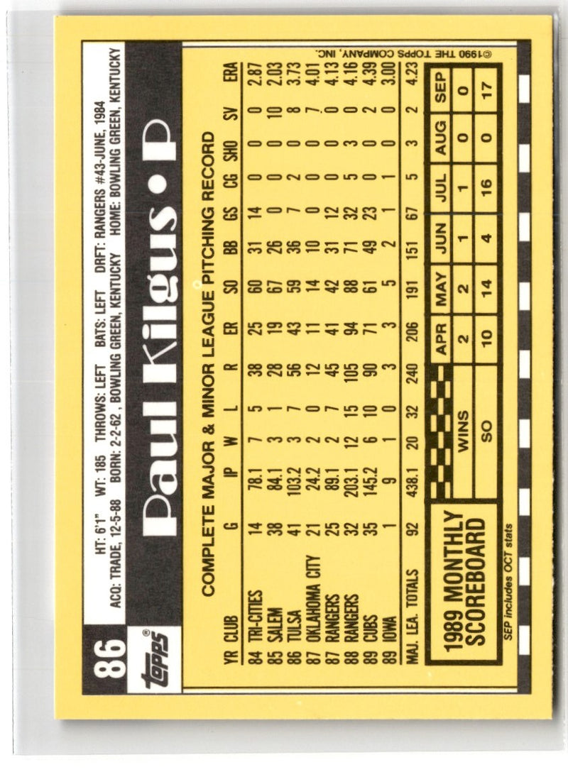 1990 Topps Tiffany Paul Kilgus