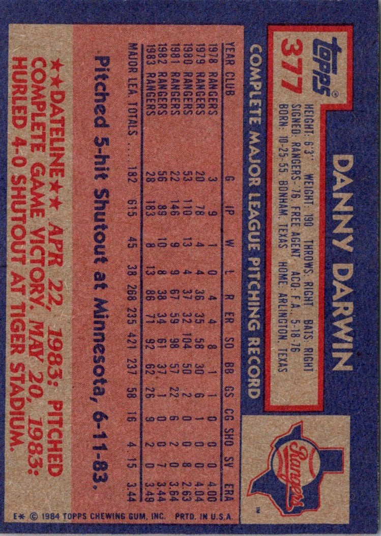 1984 Topps Danny Darwin