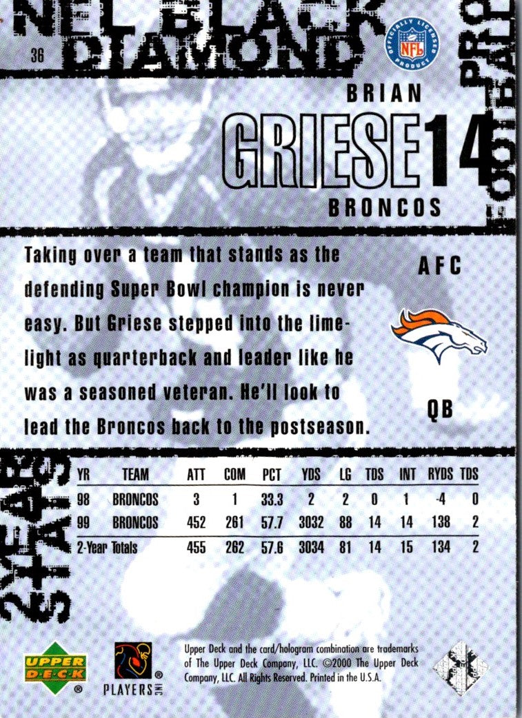 2000 Upper Deck Black Diamond Gold Brian Griese