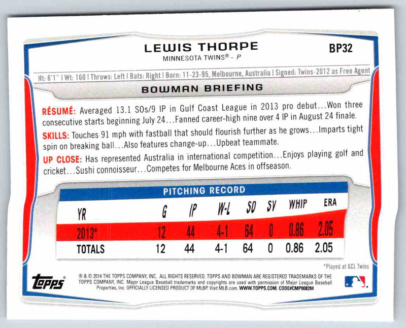 2014 Bowman Lewis Thorpe