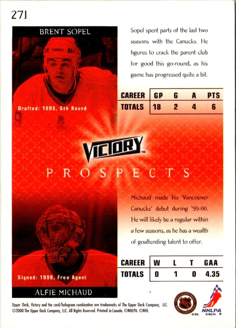 2000 Upper Deck Victory Brent Sopel/Alfie Michaud