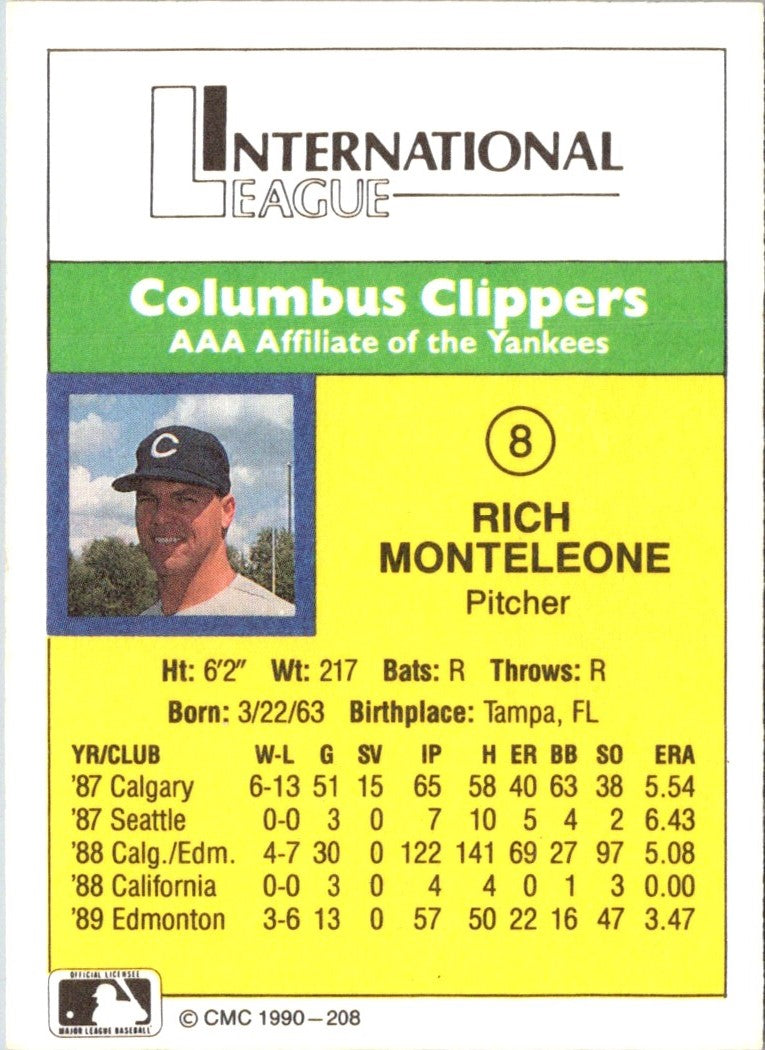 1990 CMC Columbus Clippers Rich Monteleone