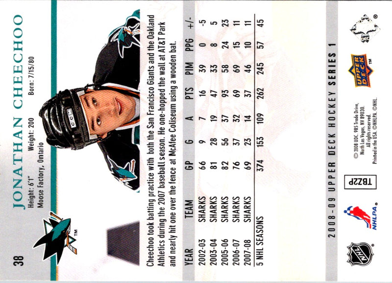 2008 Upper Deck Jonathan Cheechoo