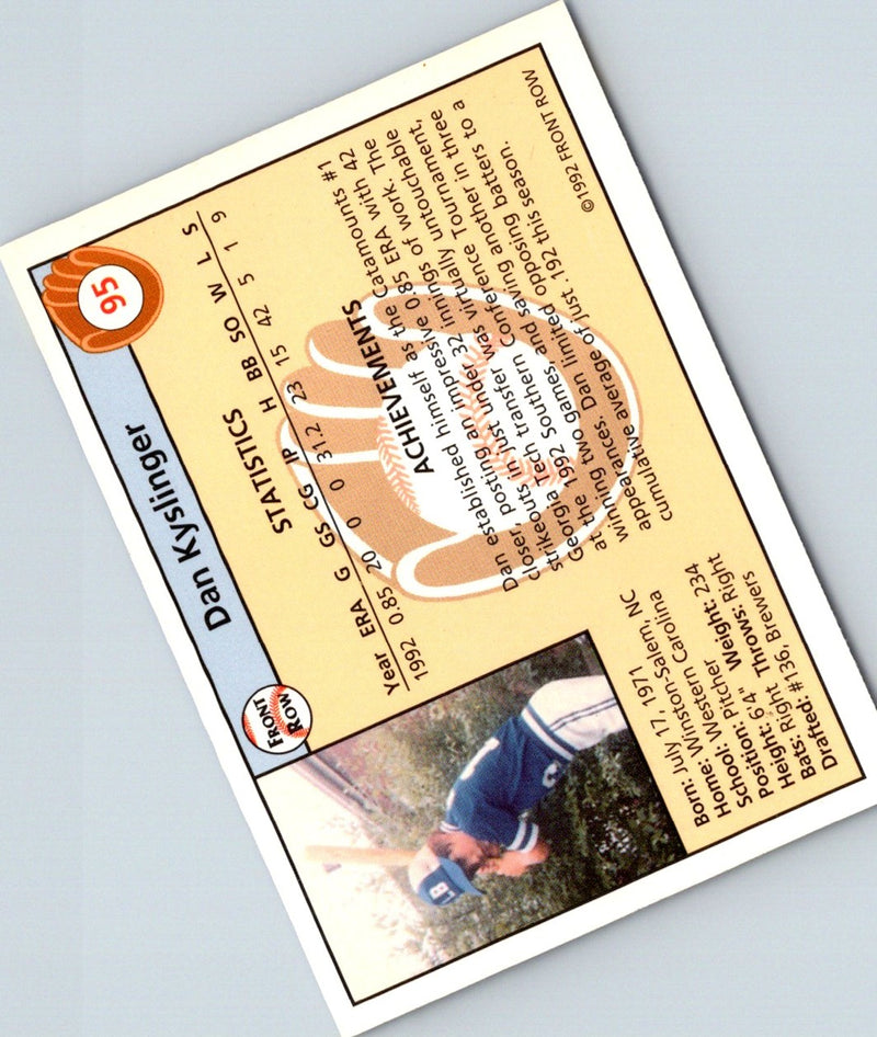 1992 Front Row Draft Picks Dan Kyslinger