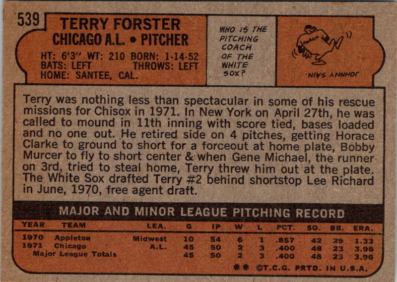 1972 Topps Terry Forster