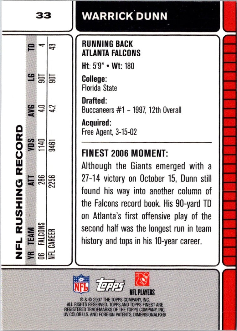 2007 Finest Warrick Dunn
