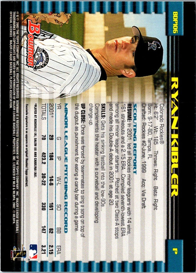 2002 Bowman Draft Picks & Prospects Ryan Kibler