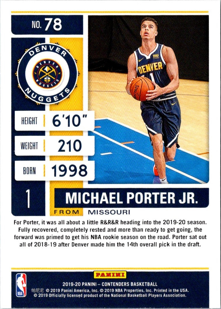 2019 Panini Contenders Michael Porter Jr.