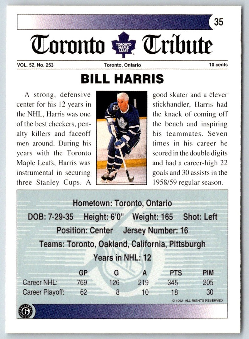 1991 Ultimate Original 6 Bill Harris