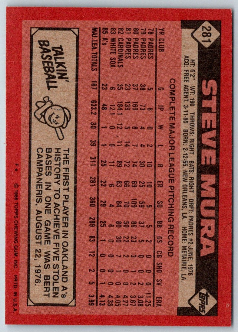 1986 Topps Steve Mura