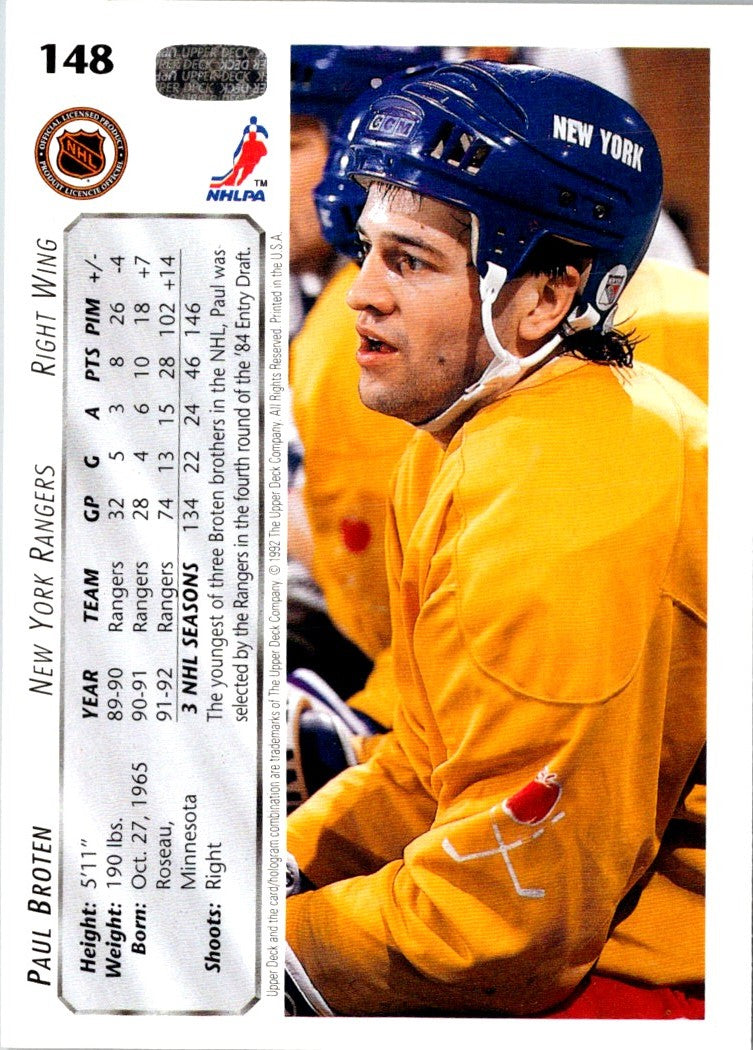 1992 Upper Deck Paul Broten