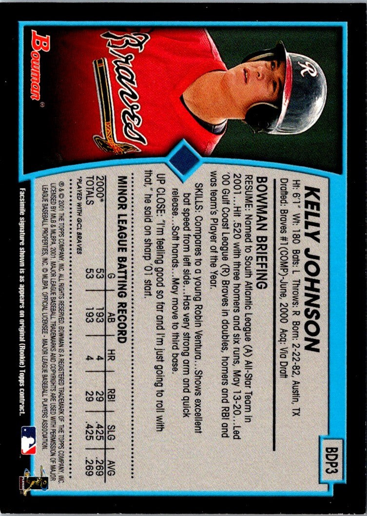 2001 Bowman Draft Picks & Prospects Kelly Johnson