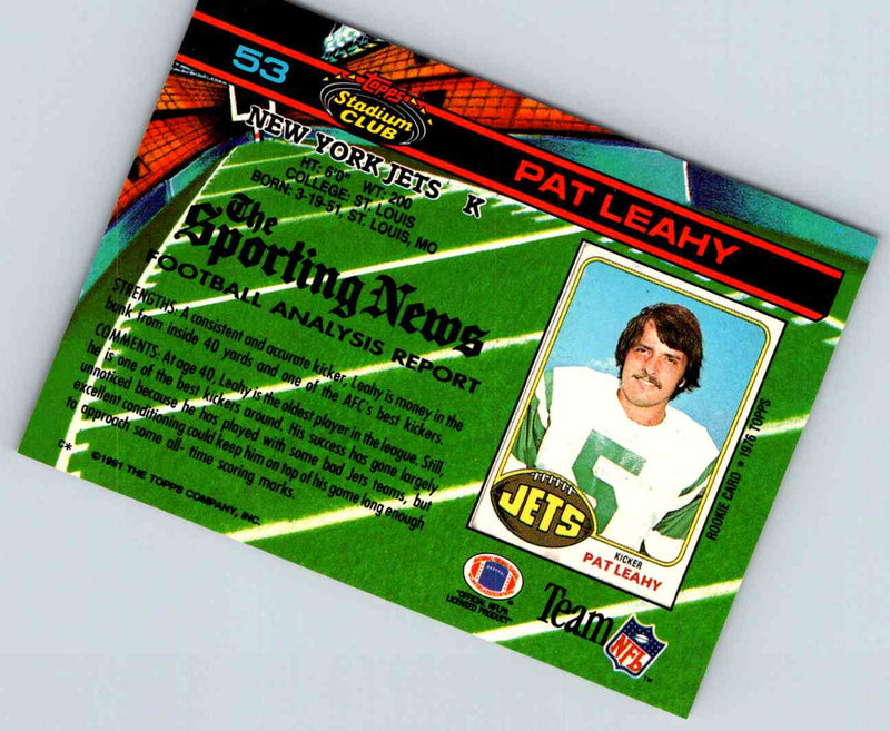 1991 Topps Stadium Club Football Pat Leahy