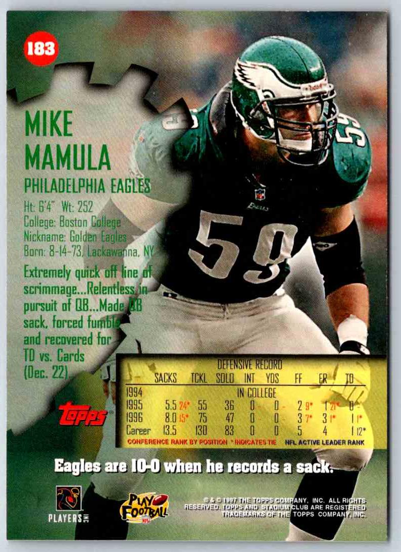 1997 Topps Stadium Club Football Mike Mamula