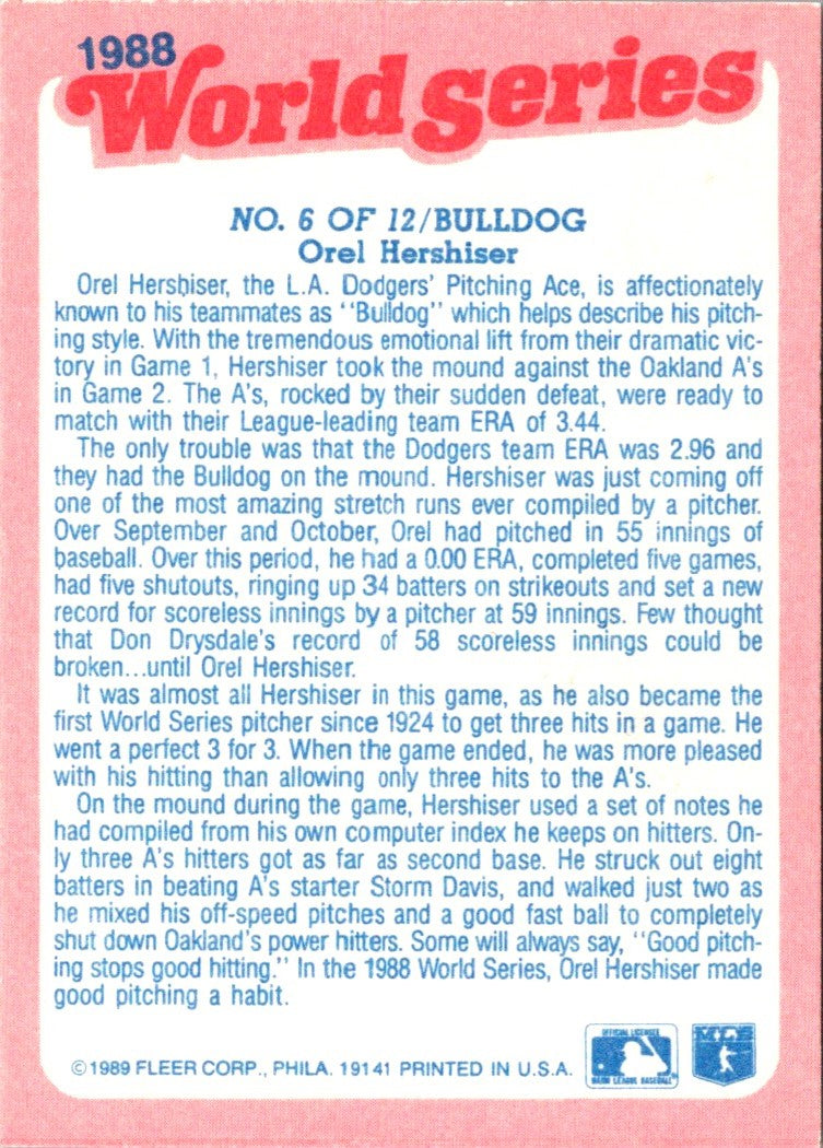 1989 Fleer World Series Bulldog