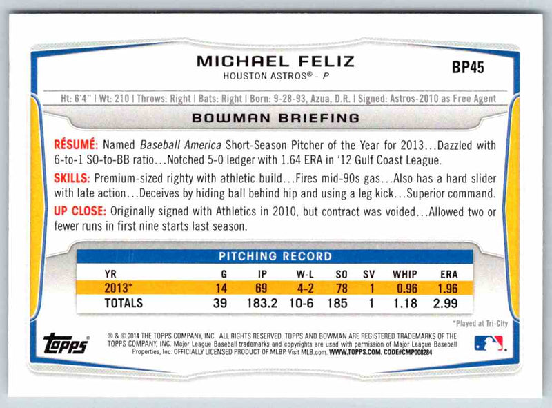 2014 Bowman Michael Feliz