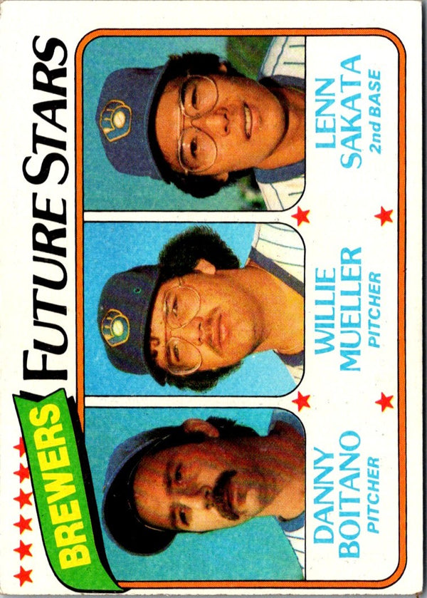 1980 Topps Brewers Future Stars - Danny Boitano/Willie Mueller/Lenn Sakata #668 Rookie