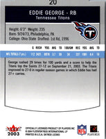 2003 SkyBox LE Eddie George #20
