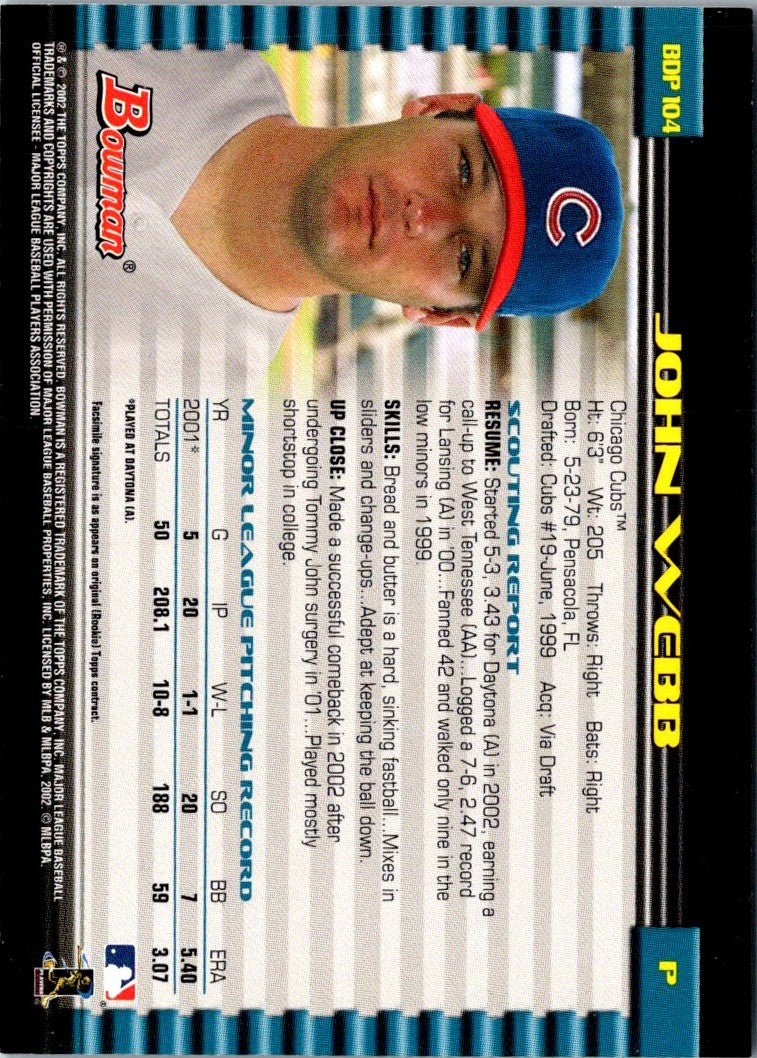 2002 Bowman Draft Picks & Prospects John Webb