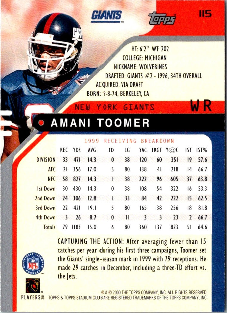 2000 Stadium Club Amani Toomer