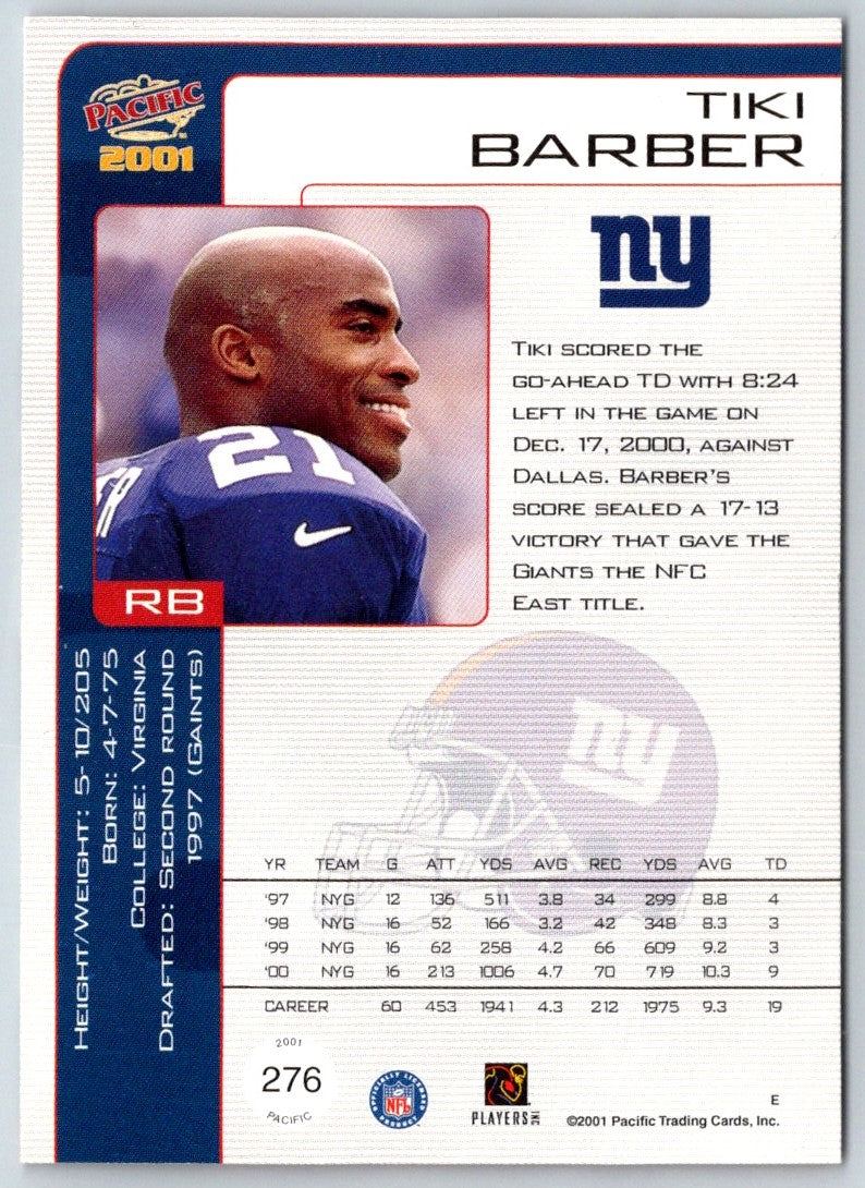 2001 Pacific Premiere Date Tiki Barber