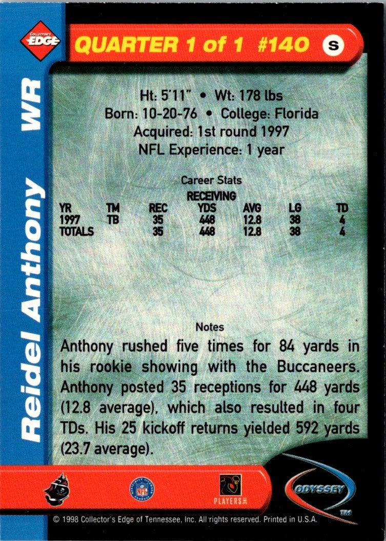 1998 Collector's Edge Odyssey Reidel Anthony