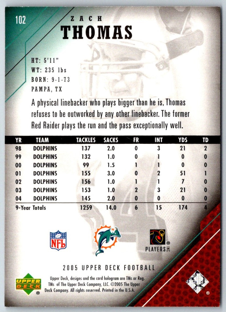 2005 Upper Deck Zach Thomas