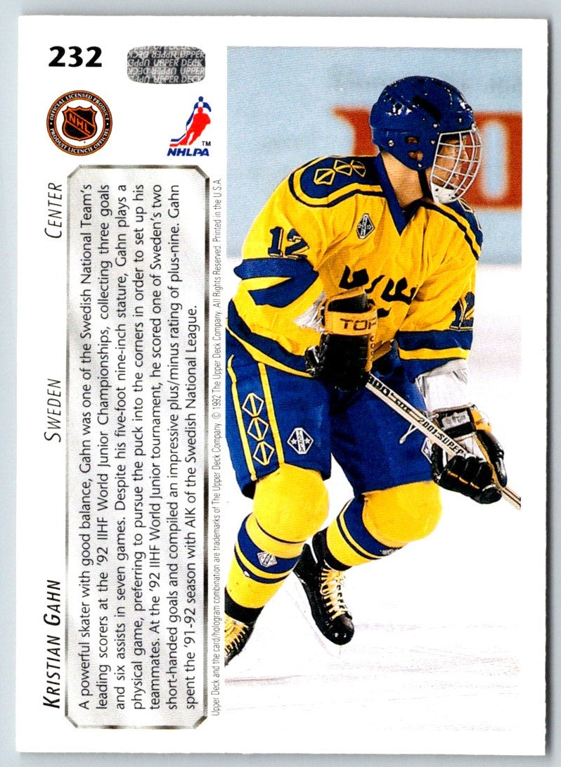 1992 Upper Deck Kristian Gahn